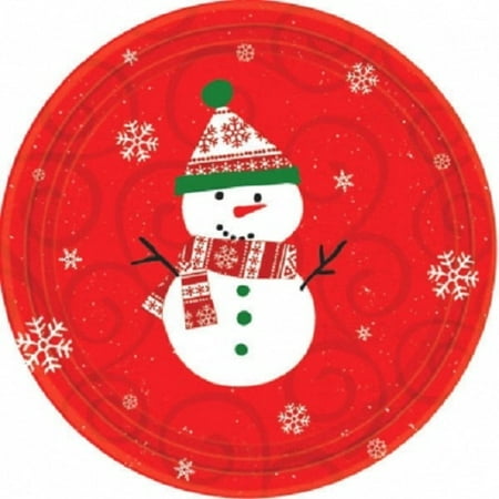 Very Merry Snowman Christmas 7" Dessert Cake Plates 12 Ct