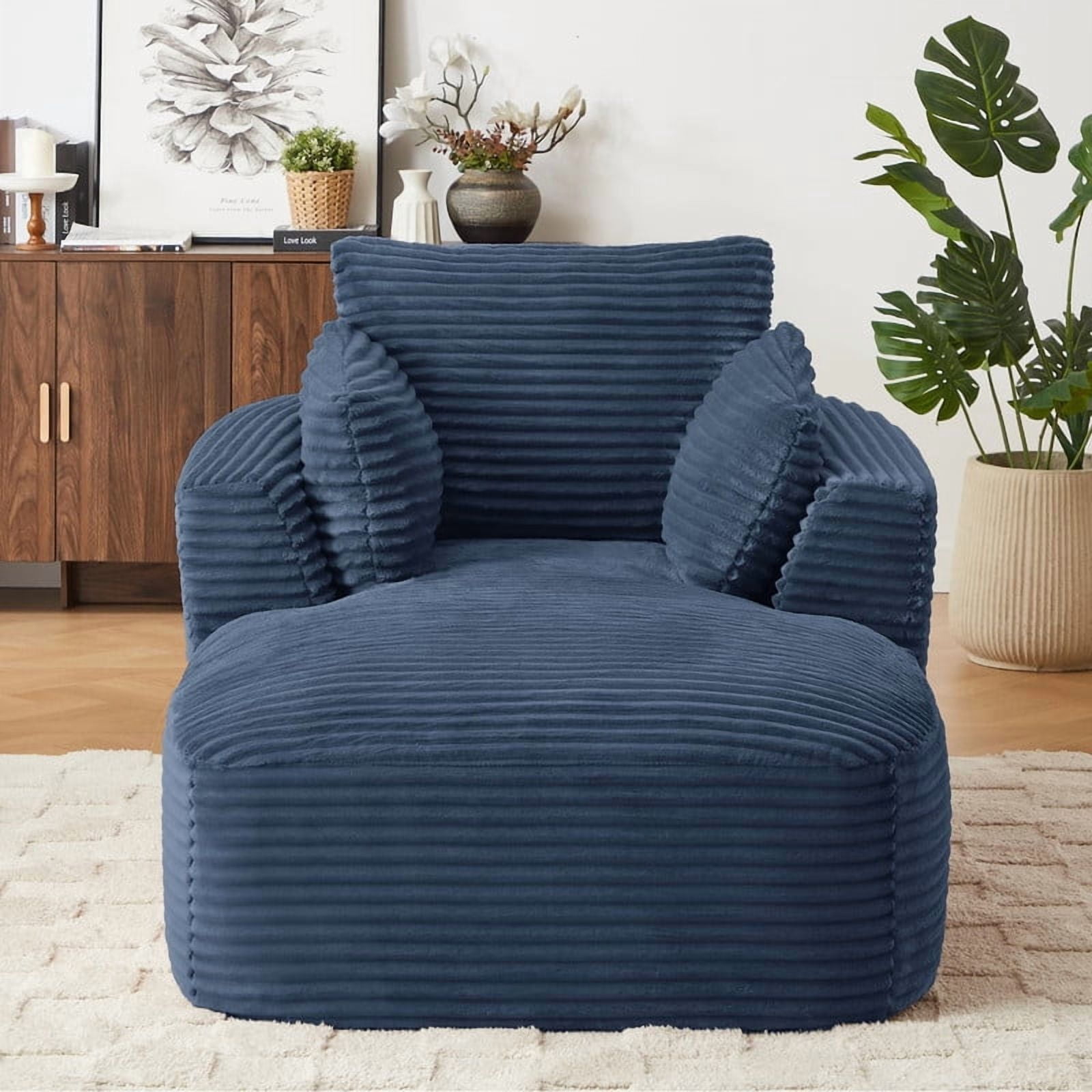 Modern Oversized Corduroy Chaise Lounge Chair, Corduroy Upholstered Modern Sleeper Sofa Lounger Chair for Living Room/Dorm/Apartment, 45.3''x64.6''