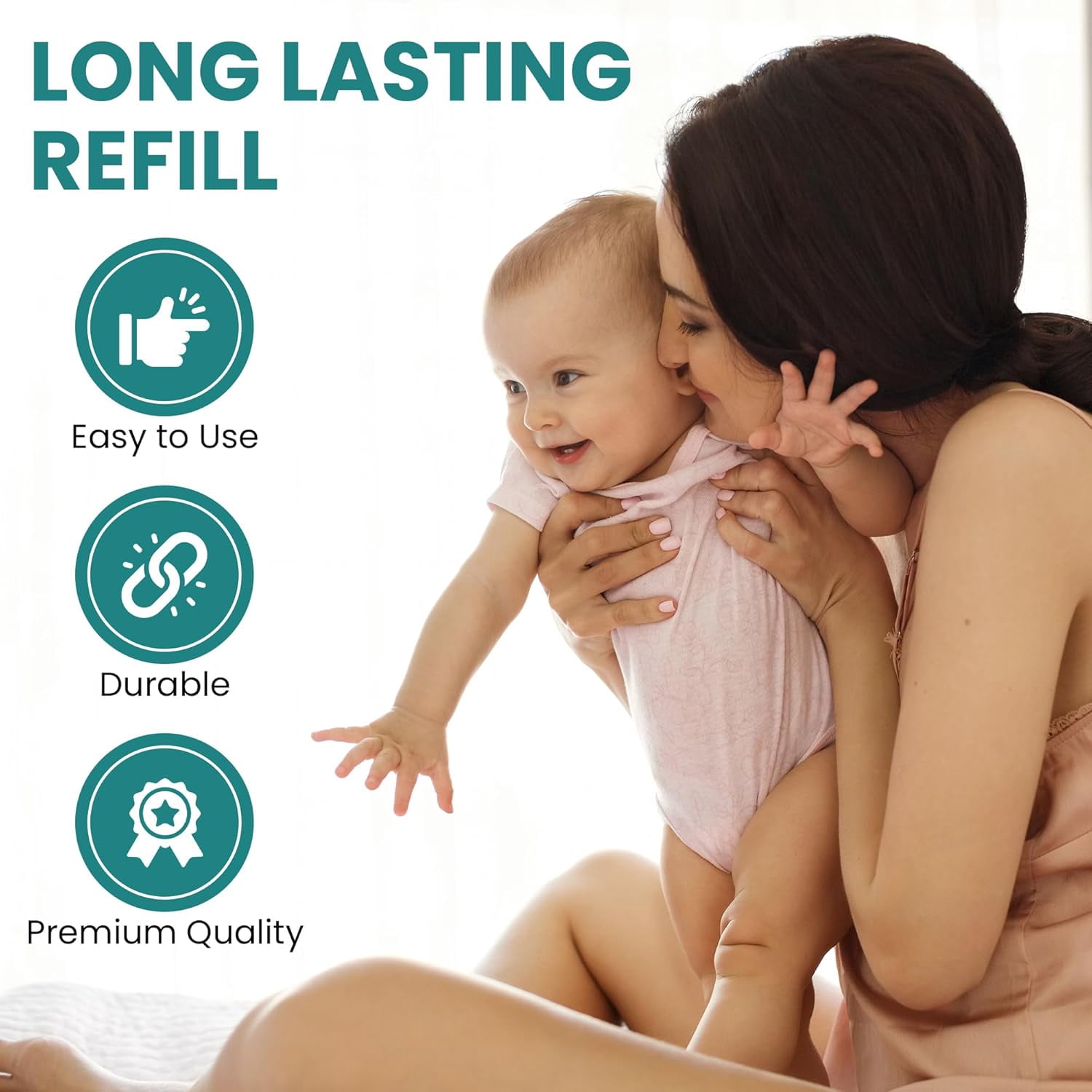 ® Diaper Pail Refill Bags, 30 Bags Per Refill, Compatible with Genie Easy Roll Signature Diaper Pails, Holds Up to 2820 Newborn Diapers, Real 7 Layer Odor Barrier, Unscented, 2PACK (60 Bags)