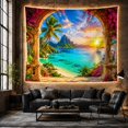 thumbnail image 6 of Floral Garden Tropical with Paradise Grand Weathered Stone, Mystical Fantasy for Space Lovers, Galaxy Room Decor, Mother'S Day Gift, Tapestry Wall Hanging for Bedroom and Dorm, 6 of 7