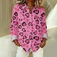 thumbnail image 5 of Gkeoshab Valentine's Day Waffle Knit Shirt for Women Long Sleeve V-Neck Blouse Textured Top Hot Pink L, 5 of 7