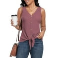 thumbnail image 2 of FIUFY Womens Tank Tops Sleeveless Button Down Shirts V Neck Tie Front Knot Tunic Blouses, 2 of 4