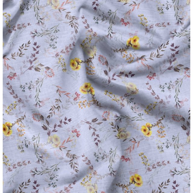 Soimoi Blue Poly Georgette Fabric Leaf Floral Print Fabric by the Yard 42 Inch Wide