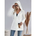 thumbnail image 4 of Women'S Wavy Textured Hooded Jacket Solid Color Patchwork Casual Loose Fit Zip-Up Ivory White XL, 4 of 8