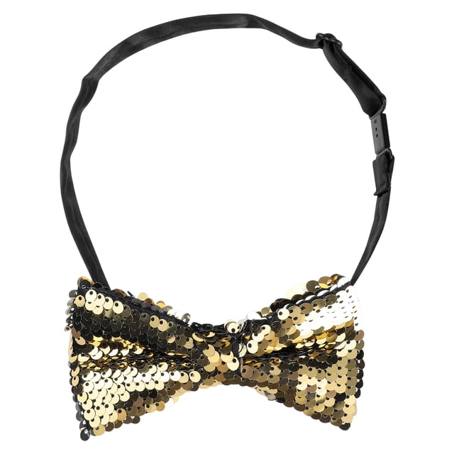 INSPIRAR CHIC Día del Padre Corbatas de Moño para Hombre con Lentejuelas Brillantes y Reversibles de Dos Colores, Corbatas Pre-atadas para Fiesta, Talla Única, Dorado