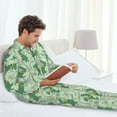 thumbnail image 5 of Bingfone Men's Pajama Set 2 Piece Loungewear PJs, Long Sleeve with Pajama Pants-Cute Dinosaurs in Space, 5 of 7