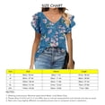 thumbnail image 4 of Blusa de mujer de doble capa, corta y holgada, talla XL, con escote en V y mangas con volantes, 4 of 5