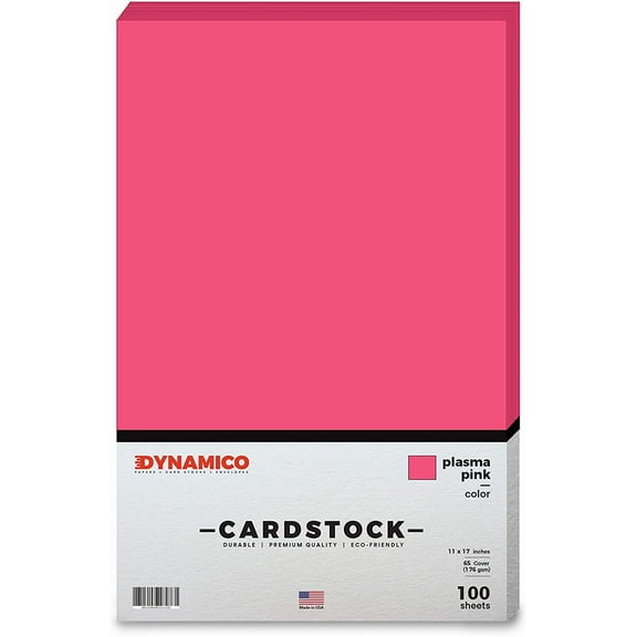 Plasma Pink 11 x 17" Cardstock Paper - Tabloid/Ledger - for Cards and Stationery Printing | Medium weight 65 LB (175 gsm) Cover Card Stock | 100 Sheets Per Pack