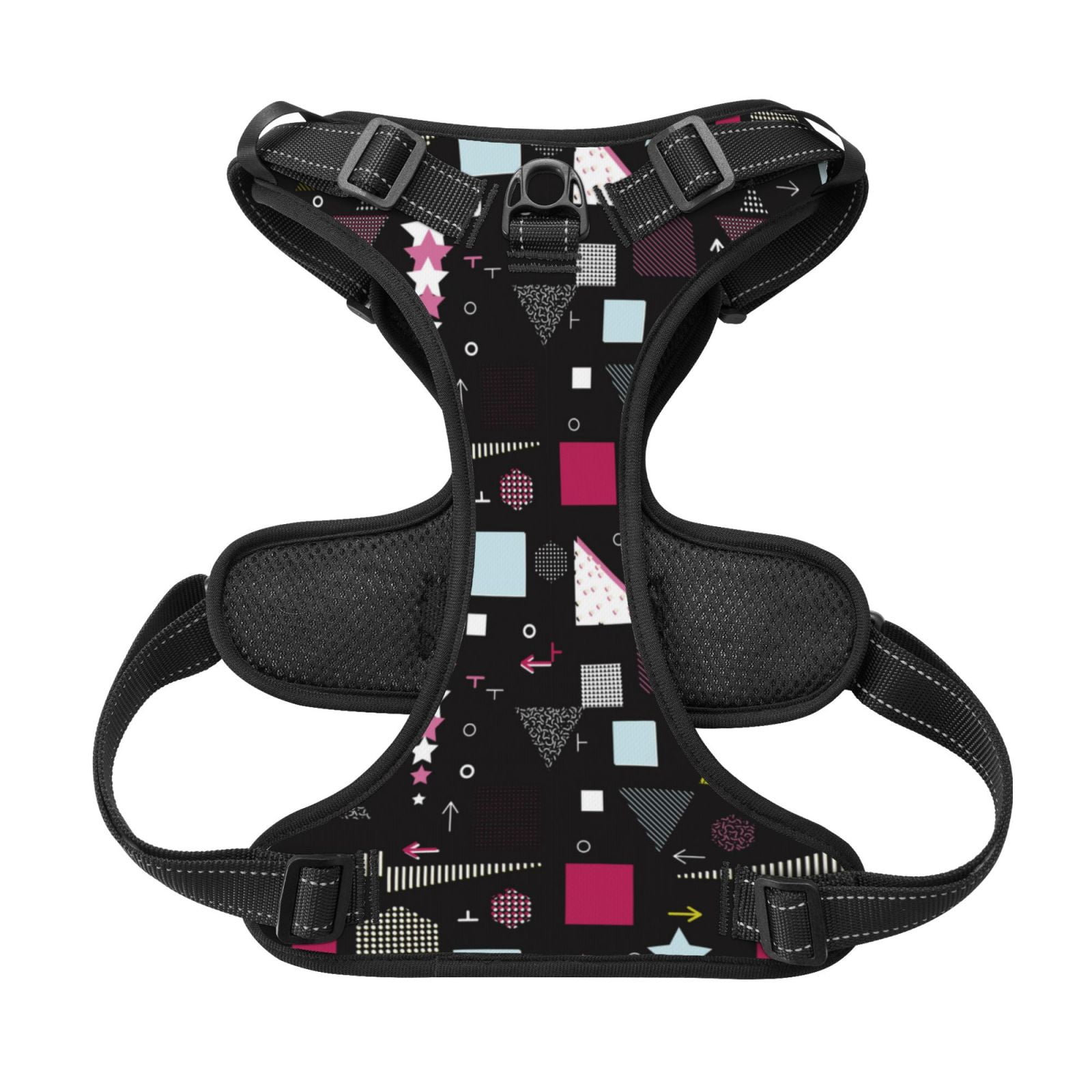 Kdxio Colorful Geometry Print No Pull Dog Harness Adjustable Reflective Oxford Easy Control Medium Large Dog Harness for Training and Everyday-Small