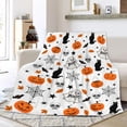 thumbnail image 2 of Luxury Fuzzy Halloween Blanket Pumpkin Ghosts Bat Spider Web Cat Maple Leaf Throw Blanket for Couch Lightweight Cozy Soft and Warm Plush Throws Blankets for Sofa Bed Living Room in Fall 40"x30", 2 of 6