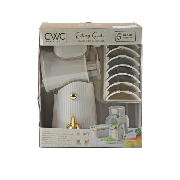 Cook with Color Plastic Rotary Grater with 5 Interchangeable