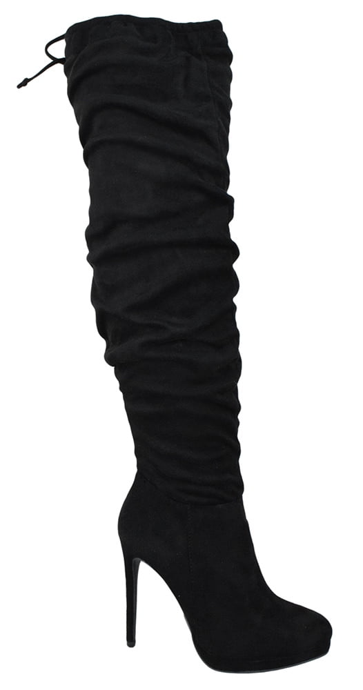 elastic thigh high boots