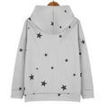 thumbnail image 4 of Women's Star Print Drawstring Hooded Sweatshirt with Pocket, Lightweight Oversized Long Sleeve Pullover Top, Casual Streetwear Fall Winter Comfort Wear, Aesthetic Soft Fleece Loungewear Light Ashy M, 4 of 8