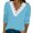 Sky Blue, variant on Women's Fall Gradient Long Sleeve V-Neck Blouses, Lace Trim, Polyester-Spandex Material, Loose Fit, Bra Design with Lace Stitching, for Daily Wear