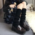 thumbnail image 3 of 1 Pair Leg Warmers Mid Calf Thickened Knitted Lolita Ribbed Keep Warm Solid Color Autumn Winter Women Boot Stoc, 3 of 8