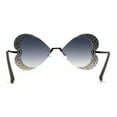 thumbnail image 4 of Womens Heavy Sparkle Rhinestone Heart Butterfly Rimless Sunglasses Black Smoke, 4 of 5