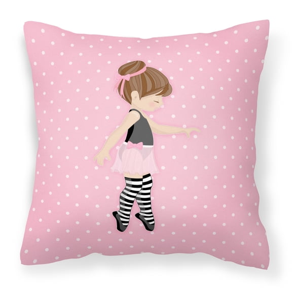 Carolines Treasures BB5175PW1818 Ballerina Brunette Releve Fabric Decorative Pillow  18H x18W multicolor