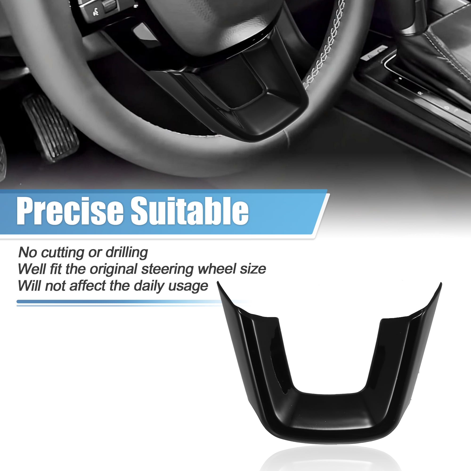 Unique Bargains Steering Wheel Cover Trim for Honda Civic 11th Gen 2022 Gloss Black