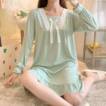 

Final Clear Out! Cute Nightdress For Women Comfy Lightweight Ruffles Ladies Nightgowns Loose Fit Long SleevesSleepwear Pajama