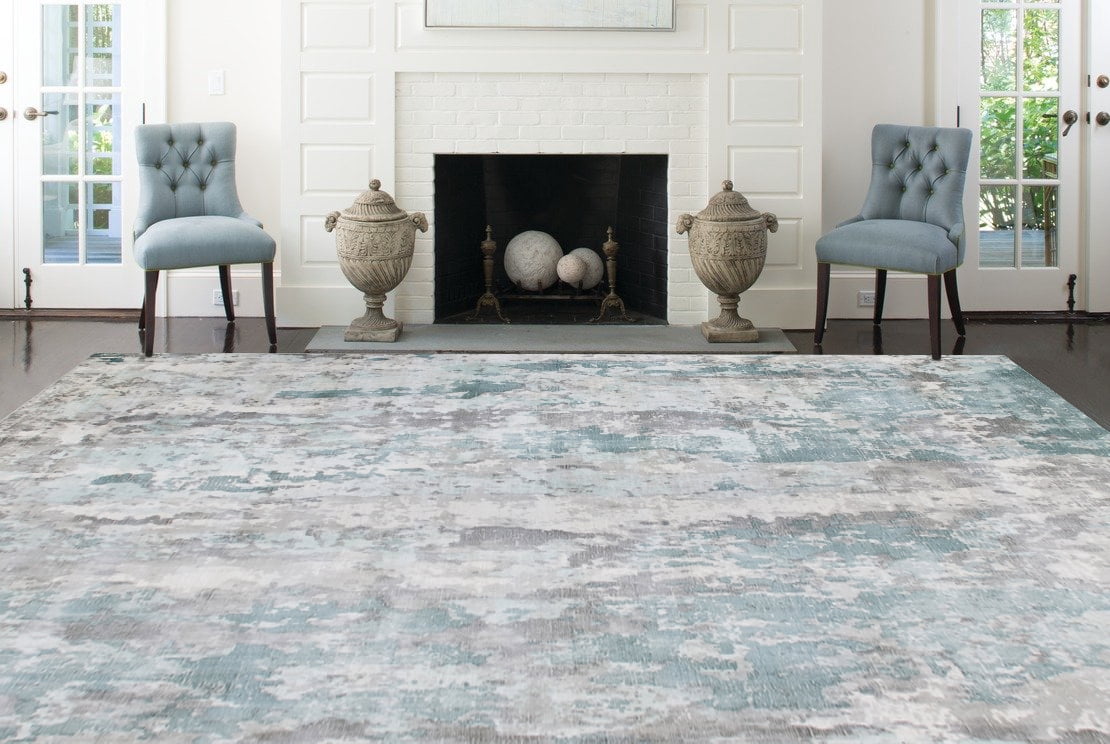 Ox Bay Hand Loomed Contemporary Coastal Abstract Area Rug, Gray / Blue, 9' x 12'