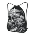 thumbnail image 3 of XMXT Unisex Drawstring Backpack for Women Men, Helmet Wearing Skull Print Waterproof Gym Bag String Bags for Shopping Sport Travel, m, 3 of 8