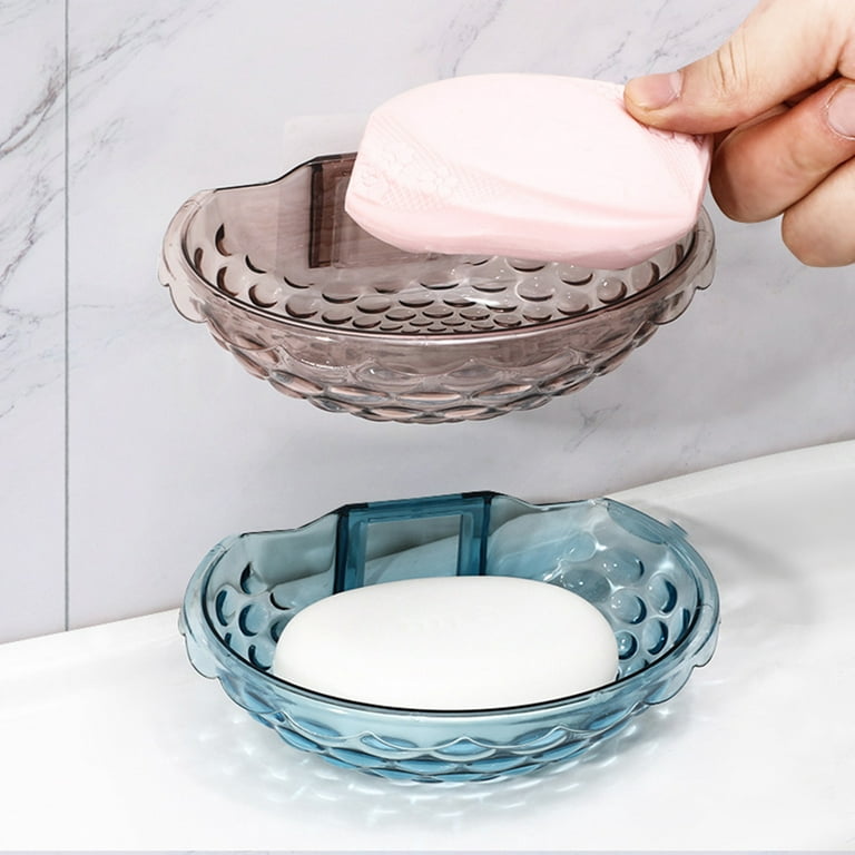 Wall Mount Soap Box Shell Shape Quick Drainage Soap Dish for Shower  Bathroom Adhesive Soap Dish Bar Soap Holder Punch-Free Soap Holder Acrylic