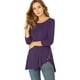thumbnail image 1 of Blusas de túnica elástica casual con cuello redondo y manga 3/4 para mujer Morado Oscuro S, 1 of 6