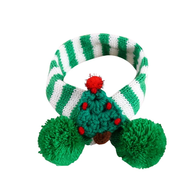 Foulard Rayée en Laine Tricotée pour Chien Chat Ajustable Fête