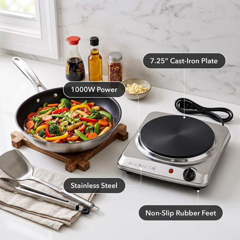 Ovente Electric Cast Iron Single Burner, 1000W photo 4