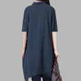 thumbnail image 2 of Nuevas mujeres blusa larga dobladillo irregular mangas cortas bolsillos sueltos casual camisa de ves Abody Azul oscuro 5X-Large, 2 of 7