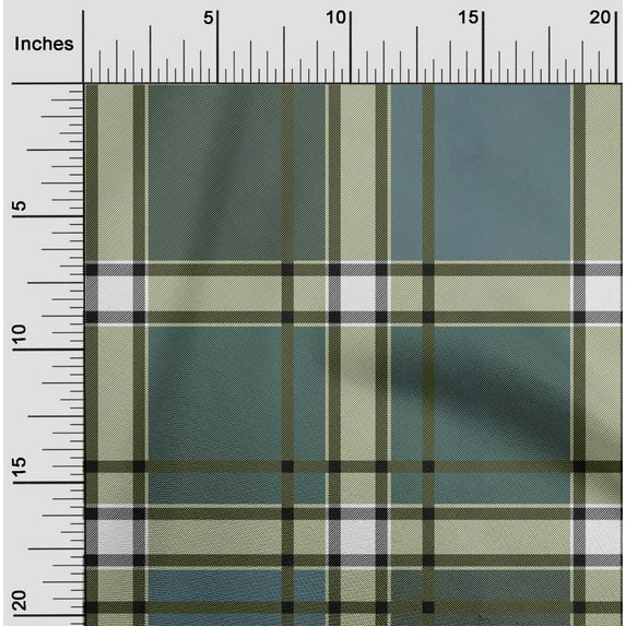 oneOone Organic Cotton Poplin Twill Fabric Tartan Check Print Fabric By Yard 42 Inch Wide