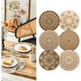 thumbnail image 1 of Ensemble de 6 Napperons Ronds en PVC Boho pour Table à Manger Napperons Mandrake Lavables Résistants à la Chaleur Napperons en Jute Décorations de Table Rétro Rétro (MIX), 1 of 5