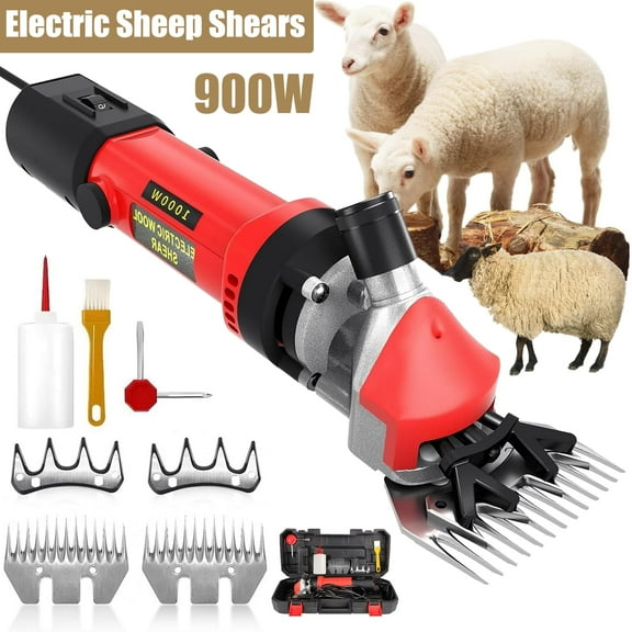 1000W Sheep Shears Electric Farm Livestock Haircut with 2 Blades Professional Animal Clippers 6 Speed Heavy Duty Electric for Thick Horses Sheep Alpacas Goats(Red)