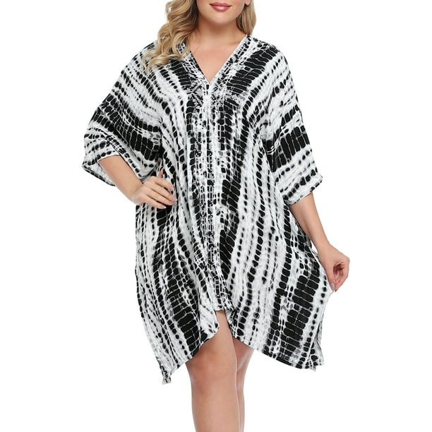 HDE Womens UPF 30+ Short Kaftan Cover Up Oversize Plus Size Swimsuit