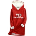 thumbnail image 4 of Feancey Womens Winter Hoodies Fleece Lined Warm Hooded Sweatshirts Casual Letter Print Pullover Comfy Fuzzy Thermal Tunic Tops Loungewear Red XXL, 4 of 4
