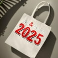 thumbnail image 2 of Cream Canvas Tote Bag with " Soft & Delicate 2025 " Text Bold Red & White Design Flower Graphic Perfect for Shopping Travel & Parties, 2 of 6