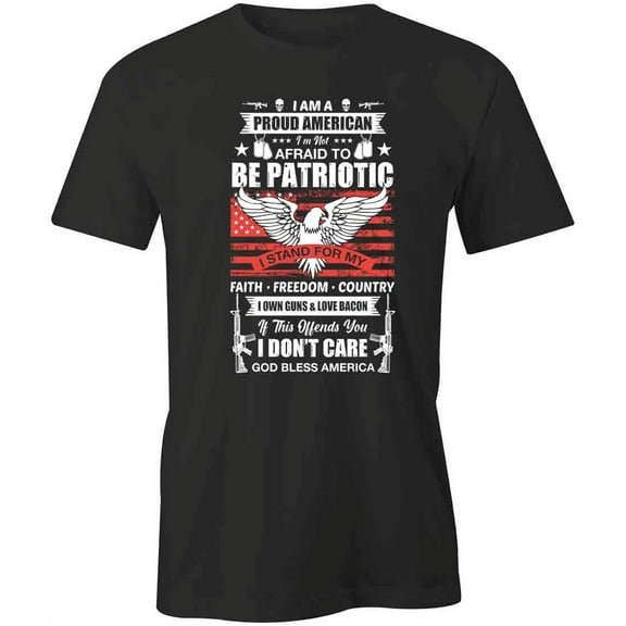 Proud American T-Shirt | Patriotic American Black Tee Gift