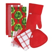 Kitchen Linens Basics Set, Nine Pack, Red