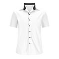 thumbnail image 2 of Mens Shirts Summer Clearance Men Fashion Casual Buttons Solid Turndown Patchwork Short Sleeve Shirt Blouse, 2 of 6