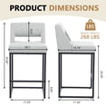 thumbnail image 6 of ClinQ Counter Height Bar Stools Set of 2, Hollow Back Kitchen Island Barstools, Upholstered Linen Fabric Counter Stools with Metal Frame, Gray, 6 of 7