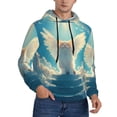 thumbnail image 2 of Fotbe Men's Hoodie with Sunshine Cute Winged Cat Pattern - Kangaroo Pocket Pullover Hooded Sweatshirt, Perfect for Daily Wear, Travel, and Home-Small, 2 of 7