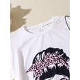thumbnail image 3 of Little Girls Clothes Portrait Pattern T-shirt + Leopard Pattern Shorts Set 2PCs Spring Summer Big Kids Outfits, 3 of 5