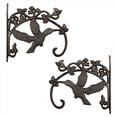 thumbnail image 1 of Sungmor ganchos de pared de hierro fundido para colgar plantas, forma de colibrí, 10.4", set de 2, color marrón. Soportes resistentes y decorativos para macetas, linternas o comederos de aves., 1 of 9