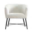 thumbnail image 2 of Ino 28 Inch Accent Chair, White Wool Like Fabric, Curved Back, Shelter Arms- Saltoro Sherpi, 2 of 5