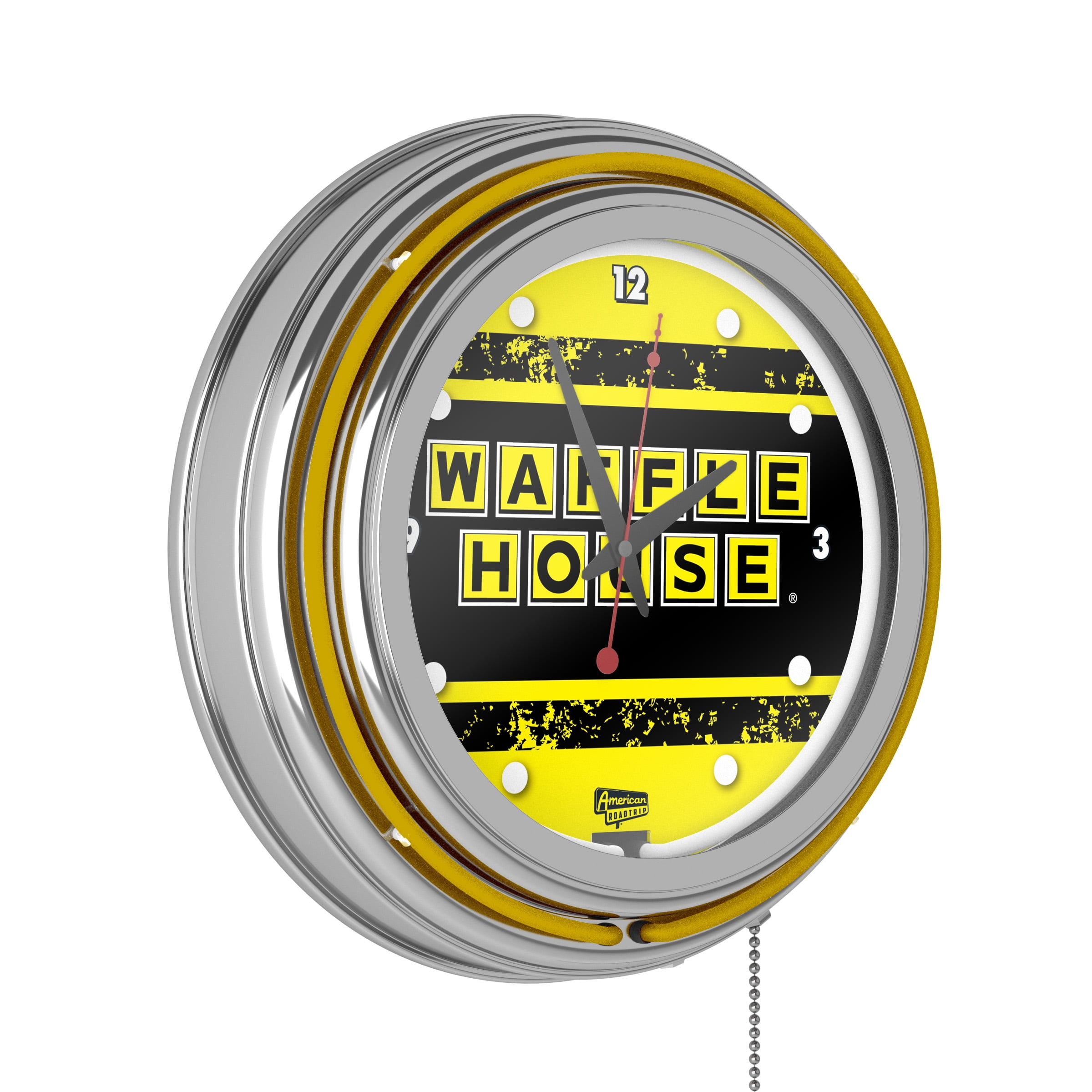 Waffle House Vintage Chrome Double Ring Neon Clock ...