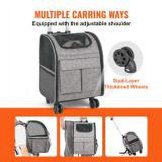 KFFKFF Cat Carrier with Wheels,18 lbs Rolling Pet Carrier with Handle Grey,For Cat Dog Small Medium Animals Kitten Puppy