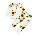 thumbnail image 1 of Pijamas Para Niños Pequeños Ropa De Manga Larga Para Recién Nacidos Otoño Invierno Niños Girasoles Estampado De Leopardo Tops Pantalones Traje Blanco Odeerbi LM103-9644, 1 of 9
