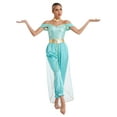 thumbnail image 3 of iiniim Women Sequin Romper with Metallic Shiny Choker Collar Princess Belly Dance A Turquoise 3XL, 3 of 7