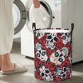 thumbnail image 4 of DouZhe Waterproof Collapsible Large Laundry Baskets, Vintage Red Rose Skull Prints Circular Hamper with Handles, 4 of 6