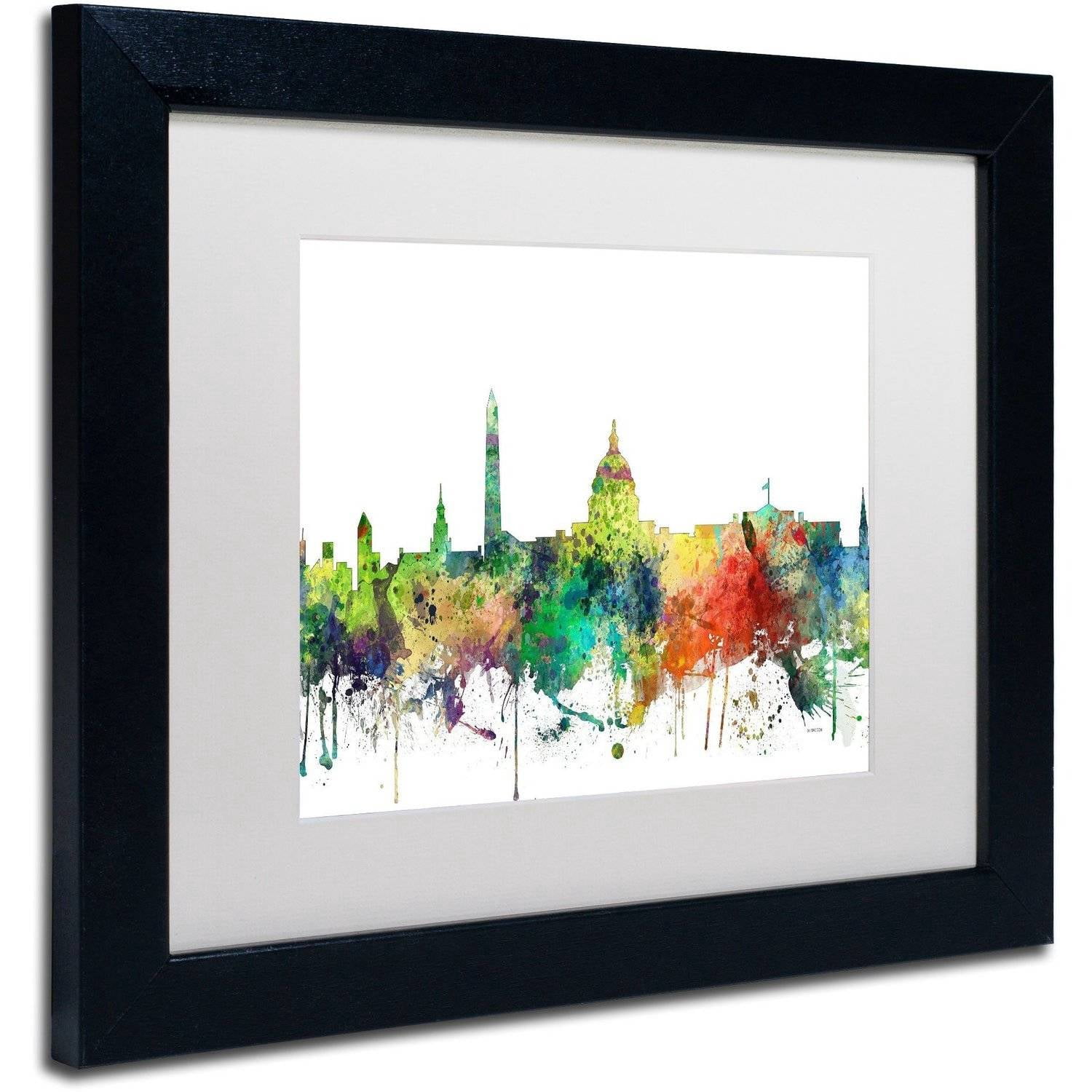 Trademark Fine Art "Washington DC Skyline SP" Canvas Art by Marlene Watson, White Matte, Black Frame